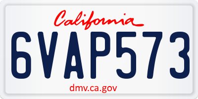 CA license plate 6VAP573