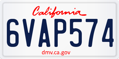 CA license plate 6VAP574