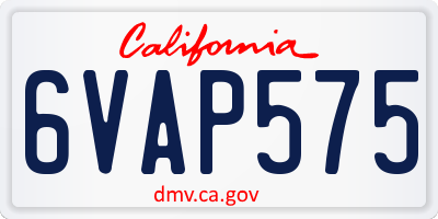 CA license plate 6VAP575
