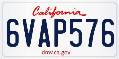 CA license plate 6VAP576