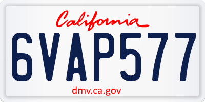 CA license plate 6VAP577