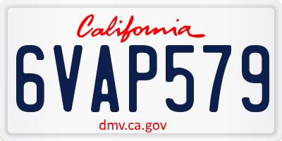 CA license plate 6VAP579
