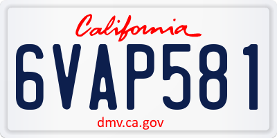 CA license plate 6VAP581