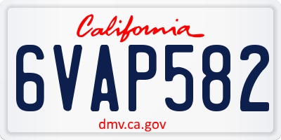 CA license plate 6VAP582
