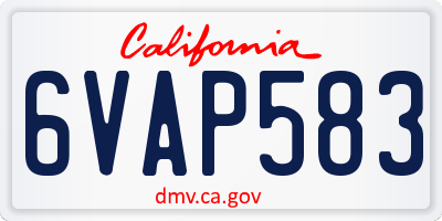 CA license plate 6VAP583