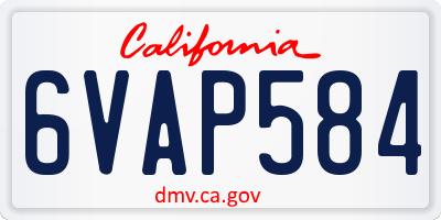 CA license plate 6VAP584