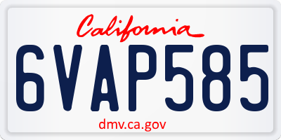 CA license plate 6VAP585