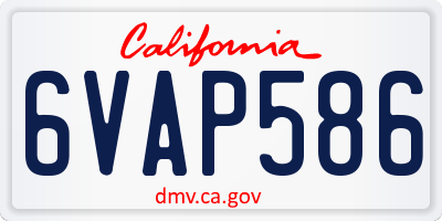 CA license plate 6VAP586
