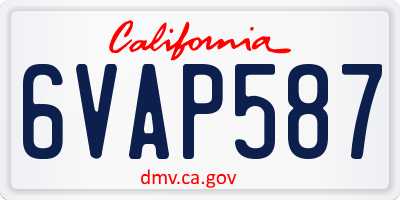 CA license plate 6VAP587