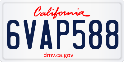 CA license plate 6VAP588