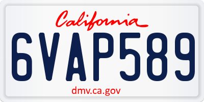 CA license plate 6VAP589