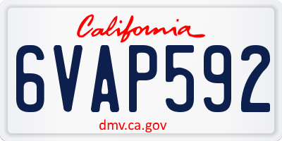 CA license plate 6VAP592