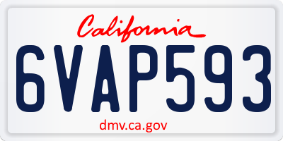 CA license plate 6VAP593