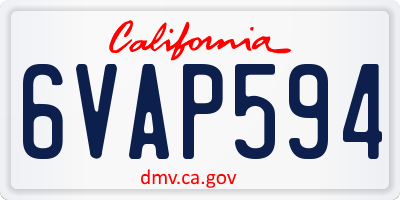 CA license plate 6VAP594