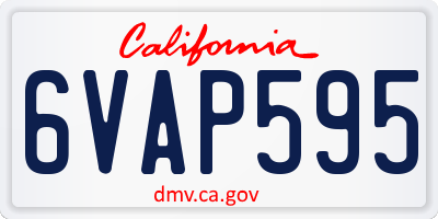 CA license plate 6VAP595