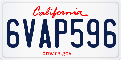 CA license plate 6VAP596