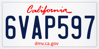 CA license plate 6VAP597