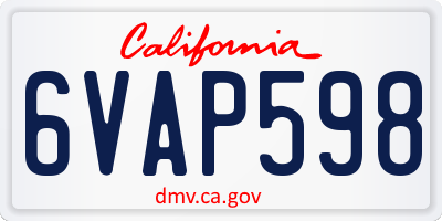 CA license plate 6VAP598