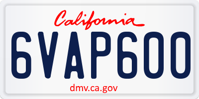 CA license plate 6VAP600