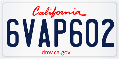 CA license plate 6VAP602