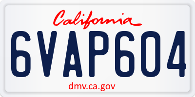 CA license plate 6VAP604