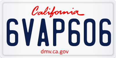 CA license plate 6VAP606