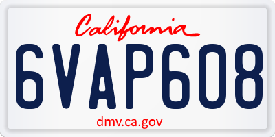 CA license plate 6VAP608