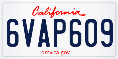 CA license plate 6VAP609