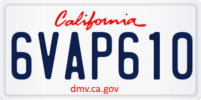 CA license plate 6VAP610