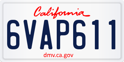 CA license plate 6VAP611