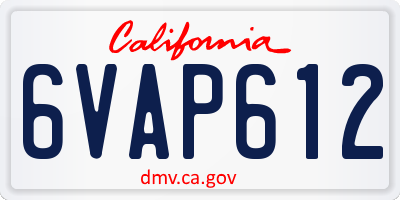 CA license plate 6VAP612