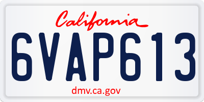 CA license plate 6VAP613