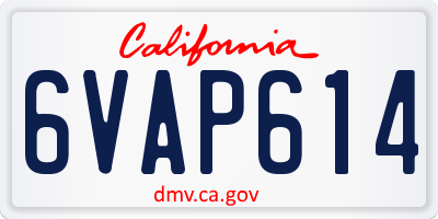 CA license plate 6VAP614