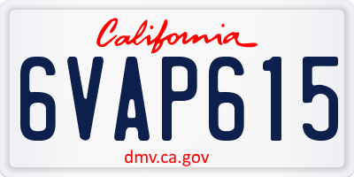 CA license plate 6VAP615