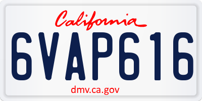 CA license plate 6VAP616