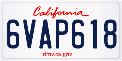 CA license plate 6VAP618