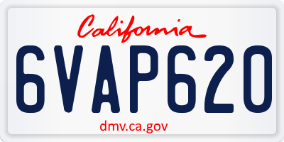 CA license plate 6VAP620