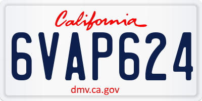 CA license plate 6VAP624