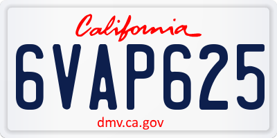 CA license plate 6VAP625