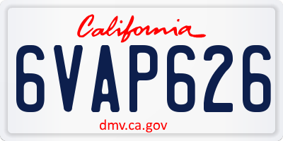 CA license plate 6VAP626