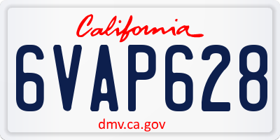 CA license plate 6VAP628