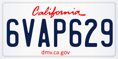 CA license plate 6VAP629