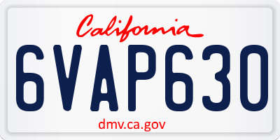 CA license plate 6VAP630