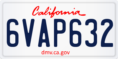 CA license plate 6VAP632