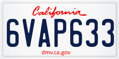 CA license plate 6VAP633