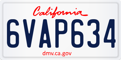 CA license plate 6VAP634