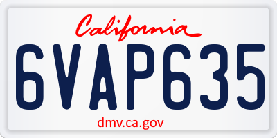 CA license plate 6VAP635