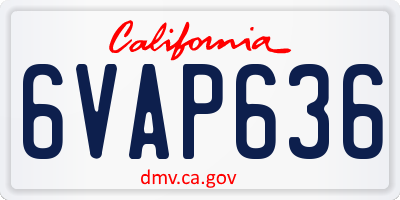 CA license plate 6VAP636
