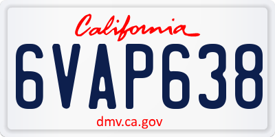 CA license plate 6VAP638