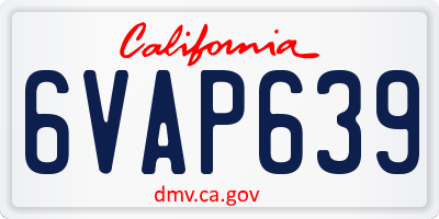 CA license plate 6VAP639